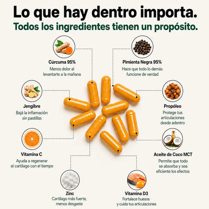 Cápsulas de Cúrcuma - Triple Acción Antiinflamatoria