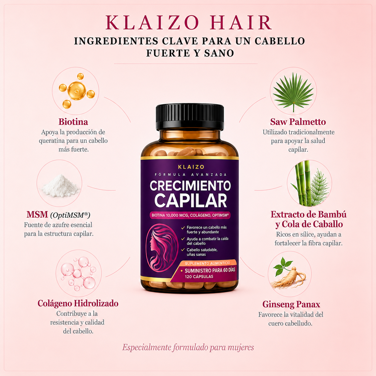 KLAIZO HAIR™ - Detiene la Caída del Pelo y Estimula el Crecimiento de Raíz.