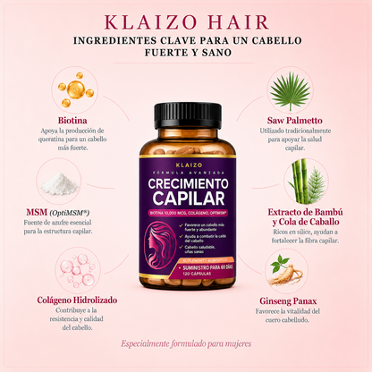 KLAIZO HAIR™ - Detiene la Caída del Pelo y Estimula el Crecimiento de Raíz.