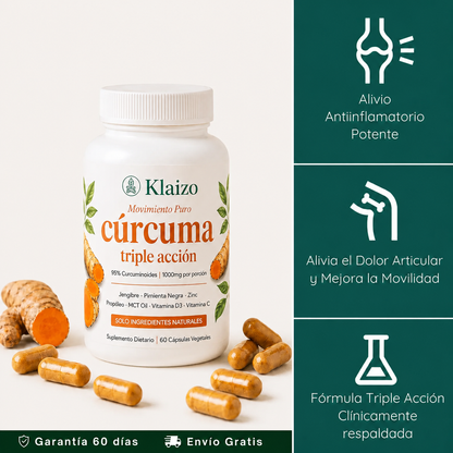Cápsulas de Cúrcuma - Triple Acción Antiinflamatoria